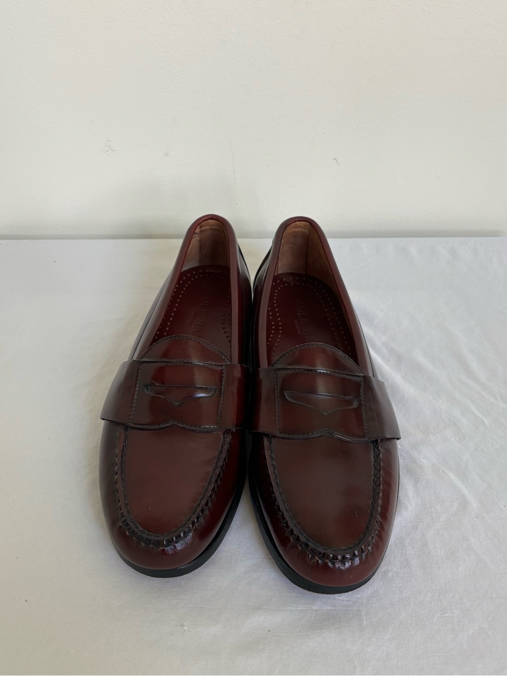 Cole Haan Loafers Maroon Mens Size 8.5 D Leather Shoes Penny Loafers